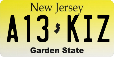 NJ license plate A13KIZ