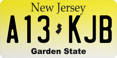 NJ license plate A13KJB
