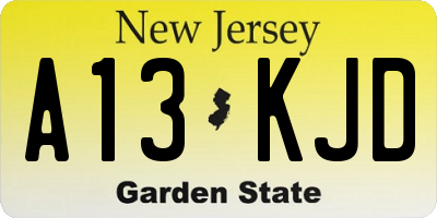 NJ license plate A13KJD