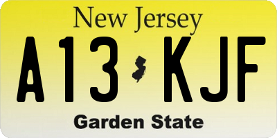 NJ license plate A13KJF
