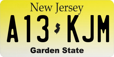 NJ license plate A13KJM