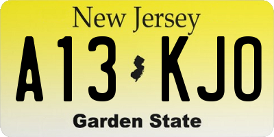 NJ license plate A13KJO