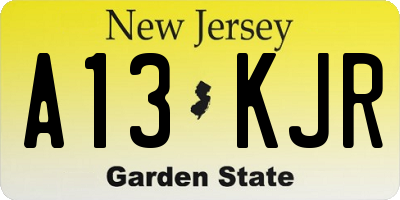 NJ license plate A13KJR