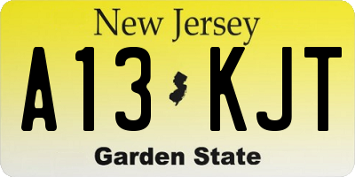NJ license plate A13KJT