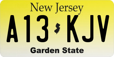 NJ license plate A13KJV