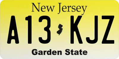 NJ license plate A13KJZ