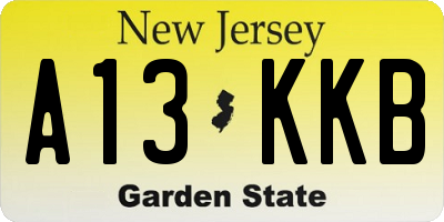 NJ license plate A13KKB