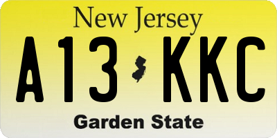NJ license plate A13KKC