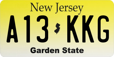NJ license plate A13KKG