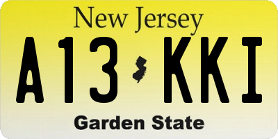 NJ license plate A13KKI