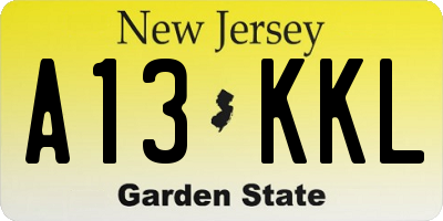 NJ license plate A13KKL