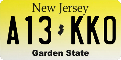 NJ license plate A13KKO