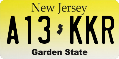 NJ license plate A13KKR