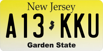 NJ license plate A13KKU