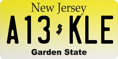 NJ license plate A13KLE