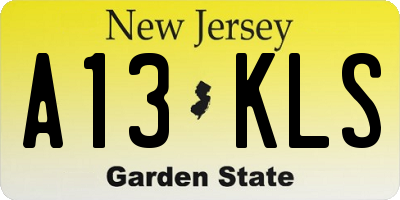 NJ license plate A13KLS