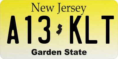 NJ license plate A13KLT