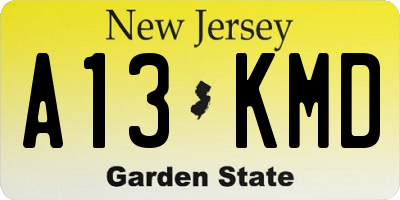 NJ license plate A13KMD