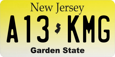 NJ license plate A13KMG