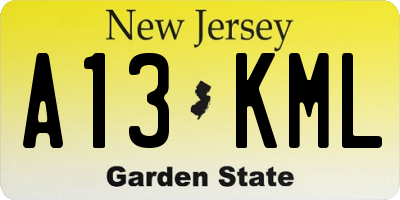 NJ license plate A13KML