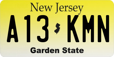 NJ license plate A13KMN