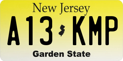 NJ license plate A13KMP
