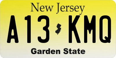 NJ license plate A13KMQ