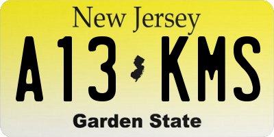 NJ license plate A13KMS