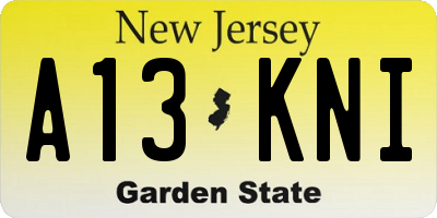 NJ license plate A13KNI