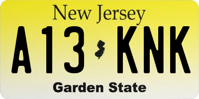 NJ license plate A13KNK