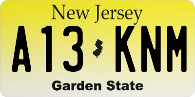 NJ license plate A13KNM