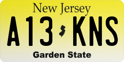 NJ license plate A13KNS