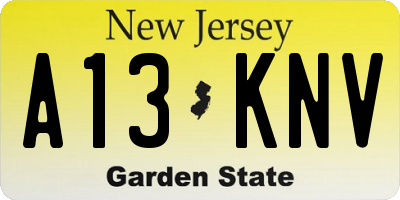 NJ license plate A13KNV
