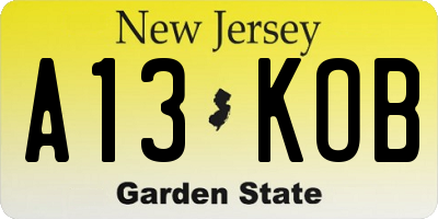 NJ license plate A13KOB
