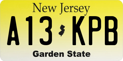NJ license plate A13KPB