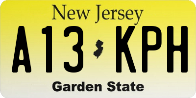 NJ license plate A13KPH