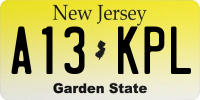 NJ license plate A13KPL