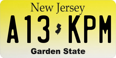 NJ license plate A13KPM