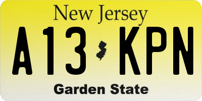 NJ license plate A13KPN