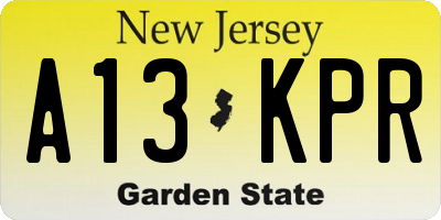 NJ license plate A13KPR