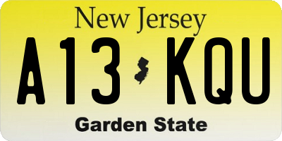 NJ license plate A13KQU