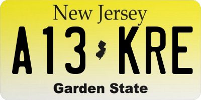 NJ license plate A13KRE