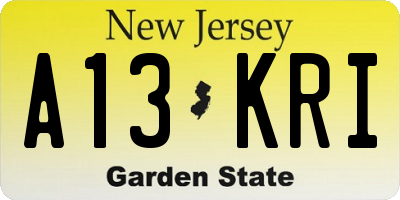 NJ license plate A13KRI