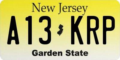 NJ license plate A13KRP