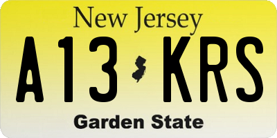 NJ license plate A13KRS