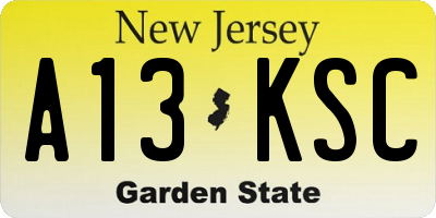 NJ license plate A13KSC