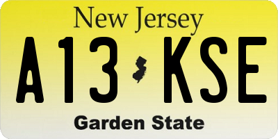 NJ license plate A13KSE