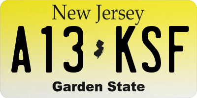 NJ license plate A13KSF