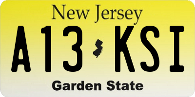 NJ license plate A13KSI