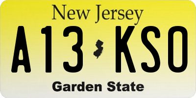 NJ license plate A13KSO